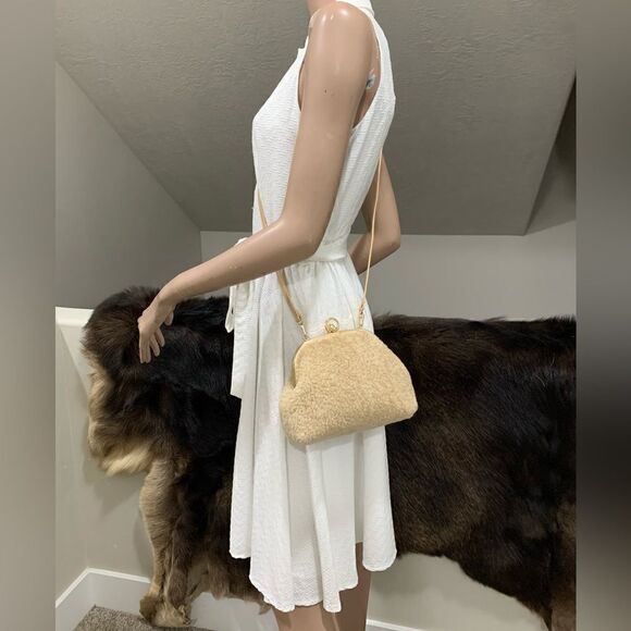 Handmade Genuine Shearling Leather Kisslock Wristlet/Shoulder Bag/Crossbody - Picture 6 of 16